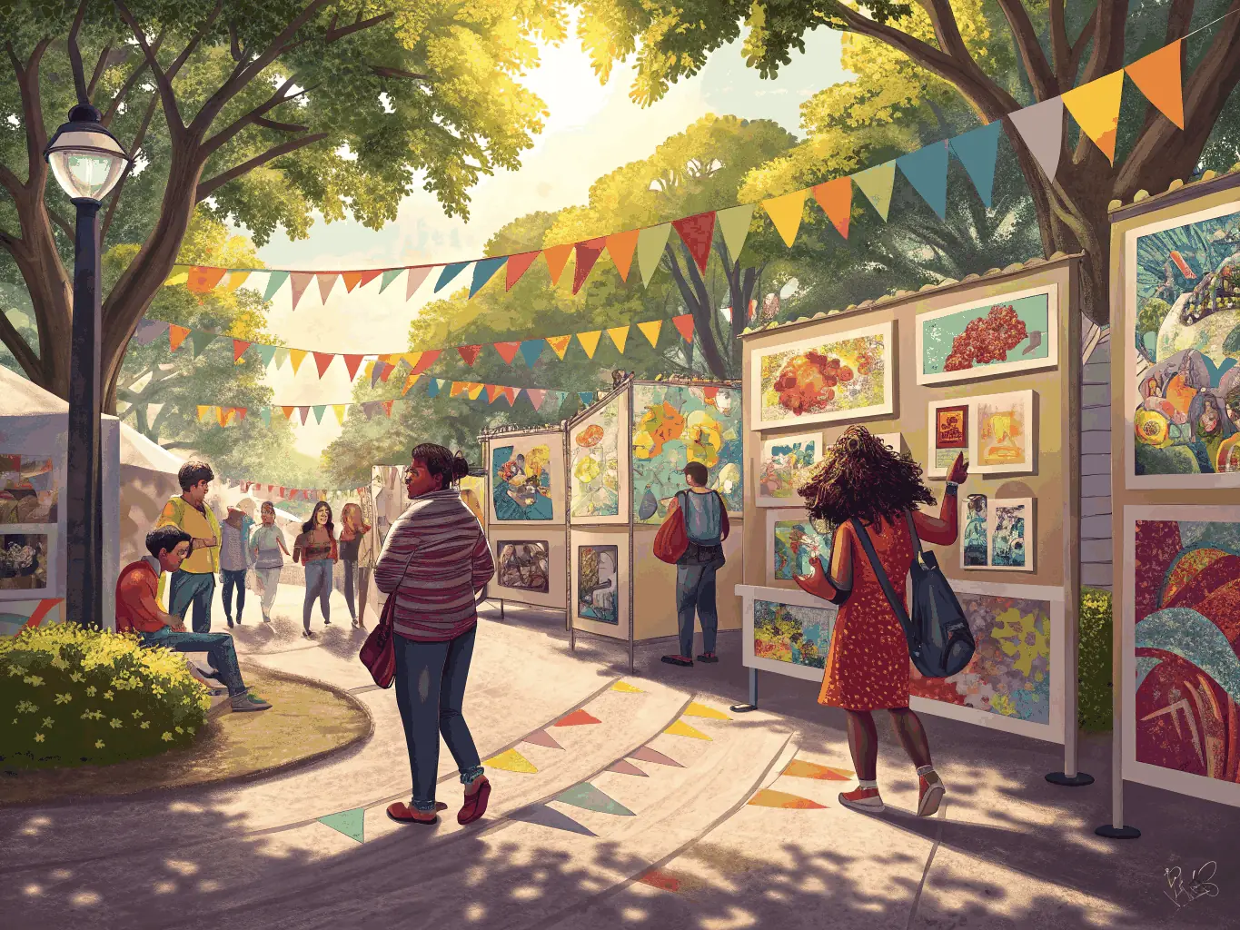 A heartwarming scene of community members participating in a POULPERIE PROD-sponsored arts festival, demonstrating the organization's dedication to enhancing community engagement.