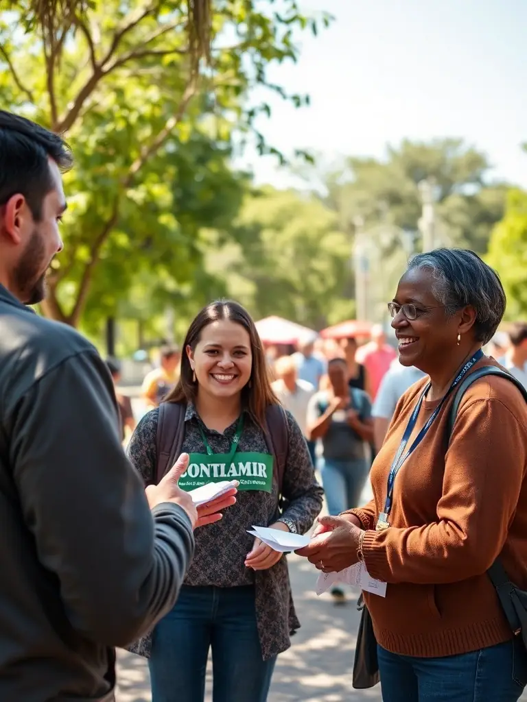 A photo of a community outreach program, showing POULPERIE PROD staff interacting with local residents, emphasizing the organization's dedication to community development.